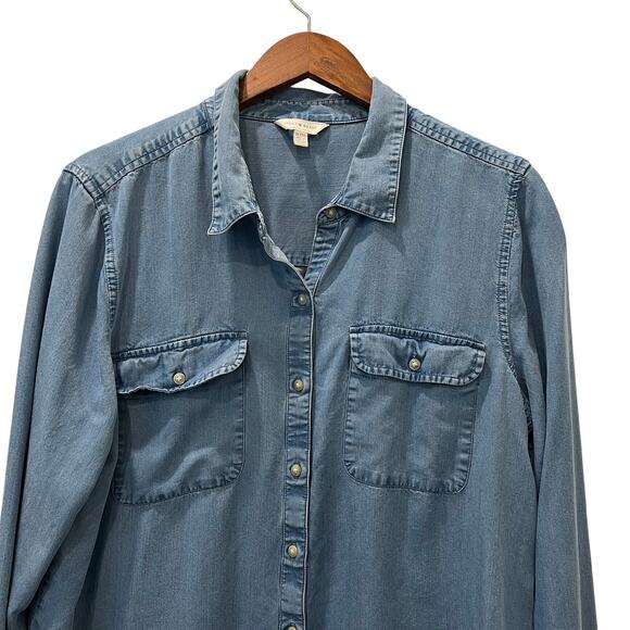 Lucky Brand Chambray Denim Button Down Shirt Size XL Western Classic - Picture 3 of 9